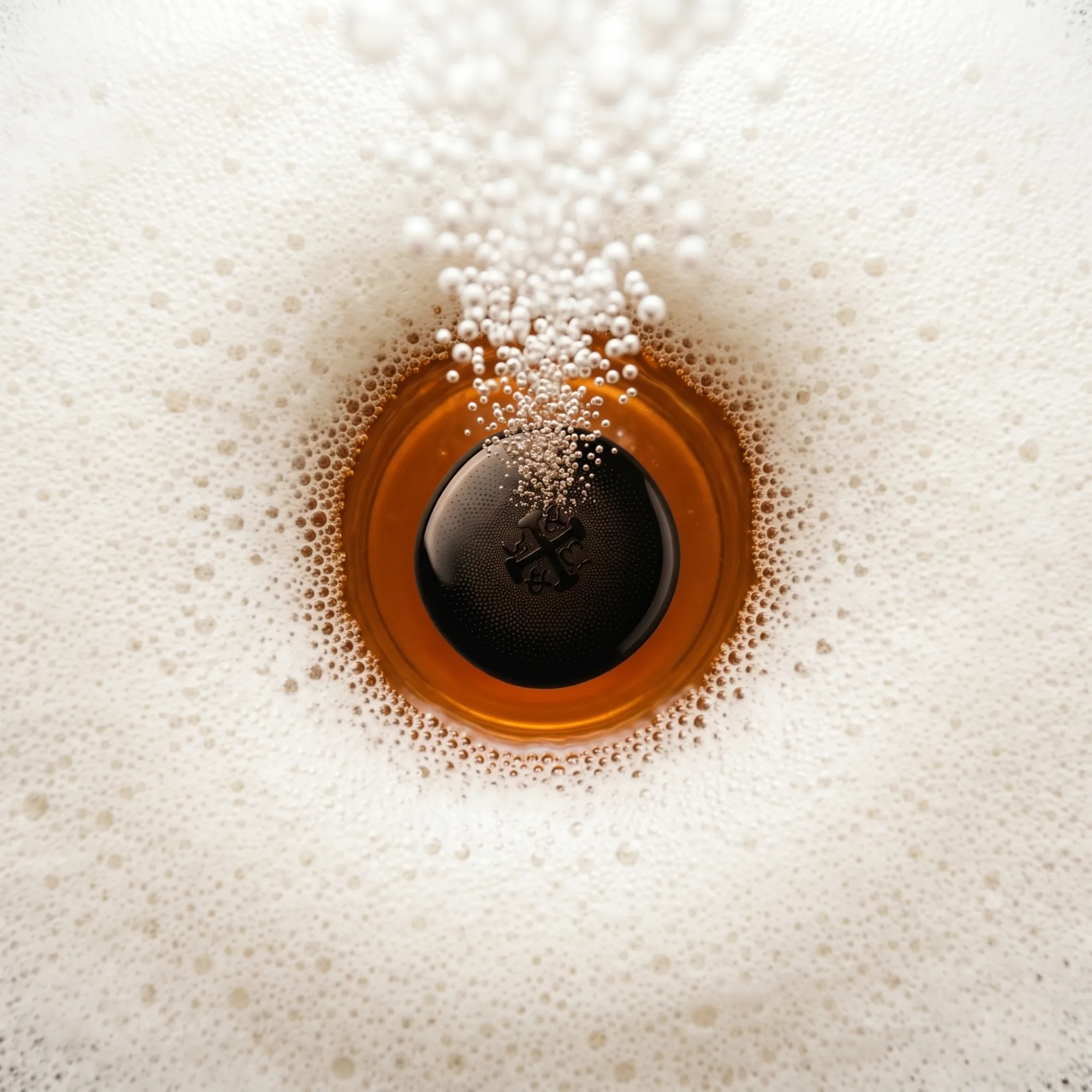 Top-down view through the foam ring showing the dot pattern at work.